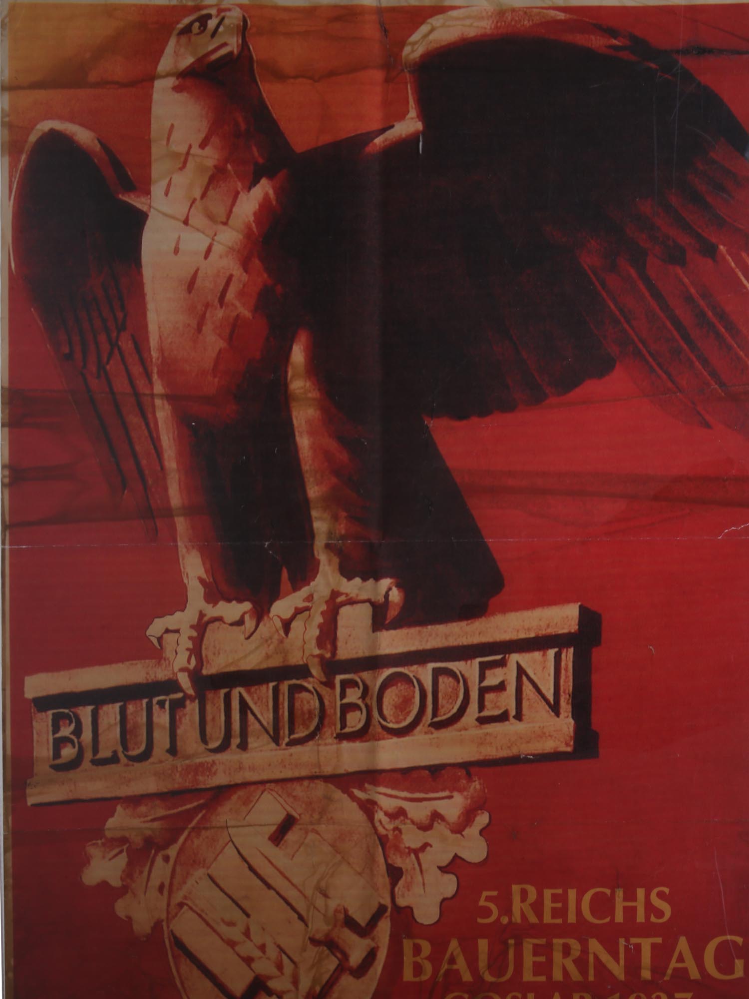 VINTAGE 1937 GERMAN NAZI BLOOD AND SOIL POSTER PIC-1